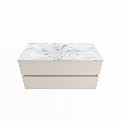 MONDIAZ VICA-DLUX 100cm badmeubel onderkast Linen 2 lades. Inbouw wastafel CLOUD links zonder kraangat, kleur Glace. MONDIAZ VICA-DLUX 100cm badmeubel onderkast Linen 2 lades. Inbouw wastafel CLOUD links zonder kraangat, kleur Glace.