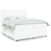 Boxspring met matras kunstleer wit 200x200 cm - thumbnail
