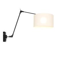Steinhauer Wand LeeslampPrestige Chic zwart met 30cm wit linnen lampenkap - 8120ZW - thumbnail