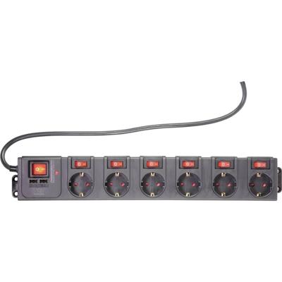 Renkforce RF-3313344 Overspanningsveilige stekkerdoos Zwart Randaarde stekker 1 stuk(s)