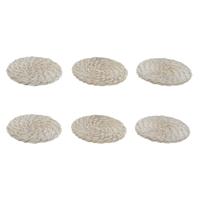 Onderzetters Home ESPRIT Wit Natuurlijk Bamboe Rotan 12 x 12 x 6 cm - thumbnail