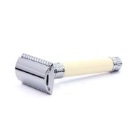 Edwin Jagger Razors Double Edge Safety Lined Rubber Coated Handle Ivory Chrome Ref.DE87RC14BL 1Stuks - thumbnail