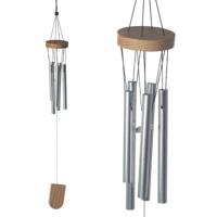 Houten windgong met metalen buizen 37cm - thumbnail