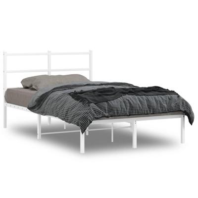 Bedframe met hoofdbord metaal wit 120x190 cm