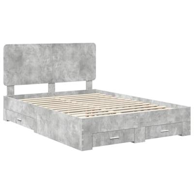 Bedframe met hoofdeinde Beton Grijs 140 x 190 cm Bewerkt hout