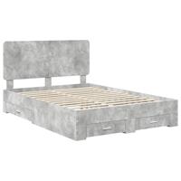 Bedframe met hoofdeinde Beton Grijs 140 x 200 cm Bewerkt hout - thumbnail