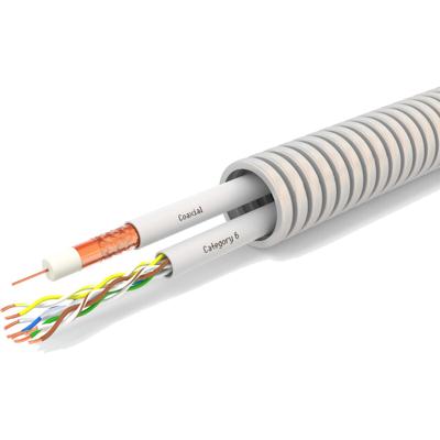Flexibele Voorbedrade Buis 20mm - CAT6 UTP + Coax Kabel - 100m