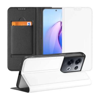 Stand Case Hoesje voor de OPPO Reno8 Pro Wit met Pashouder Stand Case Hoesje voor de OPPO Reno8 Pro Wit met Pashouder