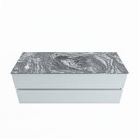 MONDIAZ VICA-DLUX 130cm badmeubel onderkast Clay 2 lades. Inbouw wastafel CLOUD midden 1 kraangat, kleur Lava. - thumbnail