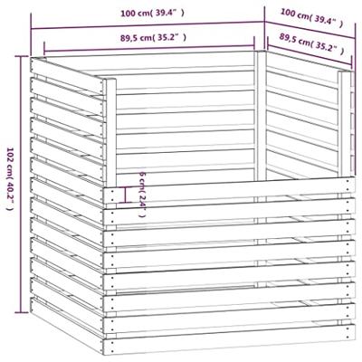 Compostbak 100x100x102 cm massief grenenhout grijs - thumbnail