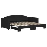 Slaapbank met onderschuifbed 90x190 cm stof zwart - thumbnail