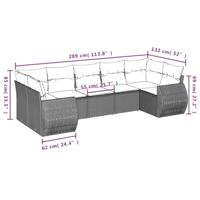 7-delige Loungeset met kussens poly rattan zwart - thumbnail