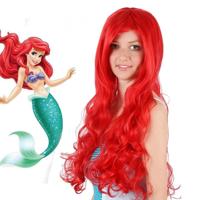 Anime de kleine zeemeermin prinses Ariel cosplay pruik Halloween pruik partij stadium synthetisch rood krullend haar - thumbnail