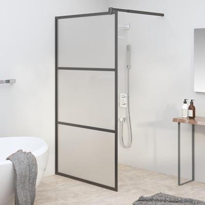 VidaXL Inloopdouchewand 100x195 cm mat esg-glas zwart