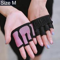 Halve vinger yoga handschoenen anti-slip sport Gym Palm beschermer maat: M Palm omtrek: 18cm (Rose rood) - thumbnail