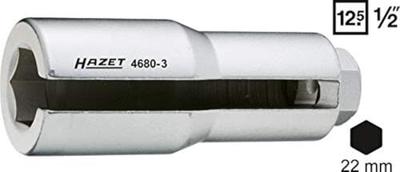 HAZET Lambdasonde-dopsleutel 4680-3 · 1/2 inch (12,5 mm) vierkant hol · Buiten-zeskant-profiel · SW 22 mm HAZET Lambdasonde-dopsleutel 4680-3 · 1/2 inch (12,5 mm) vierkant hol · Buiten-zeskant-profiel · SW 22 mm