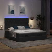 Ottoman bed met matrassen en LED's 160x200cm stof zwart - thumbnail