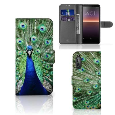 Sony Xperia 10 II | Telefoonhoesje | Met pasjeshouder | Pauw