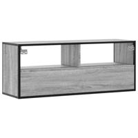 Tv-meubel 100x31x39,5 cm bewerkt hout metaal grijs sonoma eiken - thumbnail