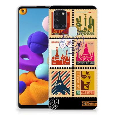 Samsung Galaxy A21s | Silliconen Back Cover | Postzegels