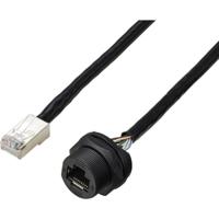 TRU COMPONENTS TC-E13T-FR5-PWF/MR6-NCA-0.5PV-JD RJ45-bus voor montage aan de achterkant met draad IP67 (schroefdraad), kabel CAT5e, 0,5 m. TC-13543644 Aantal - thumbnail