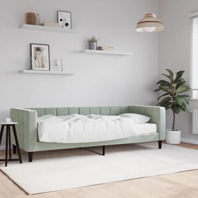 Slaapbank met matras 80x200 cm fluweel lichtgrijs