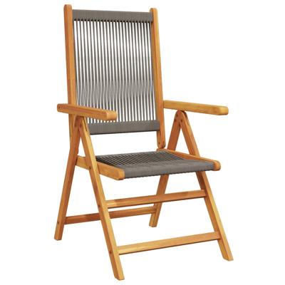 Tuinstoelen 6 st verstelbaar massief acaciahout grijs - thumbnail