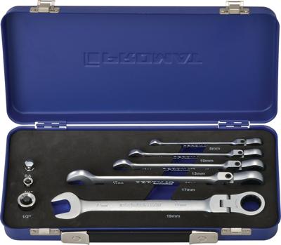 Promat/Tecwerk Steekringratelsleutelset | 8-delig sleutelwijdtes 8-19 mm | ringzijde flexibel - 4000821520 Promat/Tecwerk Steekringratelsleutelset | 8-delig sleutelwijdtes 8-19 mm | ringzijde flexibel - 4000821520