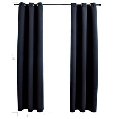 Verduisteringsgordijnen met ringen 2 stuks zwart 97x213 cm stof - thumbnail