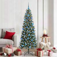 Kunstkerstboom met 300 LED Groen 180 cm PVC en Plastic en Staal - thumbnail