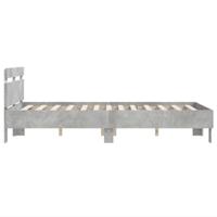 Bedframe met hoofdeinde en LED betongrijs 135x190 cm - thumbnail