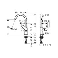 Hansgrohe Logis wastafelkraan 210 draaibare uitloop zonder waste Chroom - thumbnail