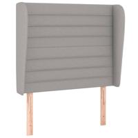 Hoofdbord met randen 163x23x118/128 cm stof lichtgrijs - thumbnail