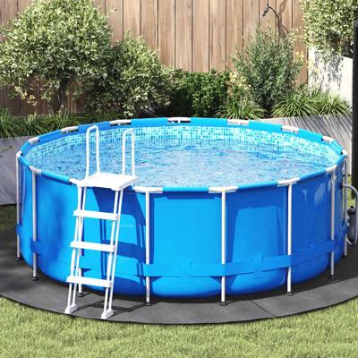 Zwembadgrondzeil Ø244 cm polyester geotextiel lichtgrijs