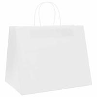 VidaXL Papieren zakken 250 st met hengsels 32x22x24 cm wit - thumbnail