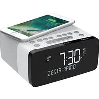 Pure Siesta Charge Bluetooth wekker digitaal met oplaadpad DAB/DAB+ digitale en FM-wekker, Bluetooth, USB, draadloos mobiele telefoonlaadstation, 40 zenderopslagplaatsen, AUX, USB, wit - thumbnail