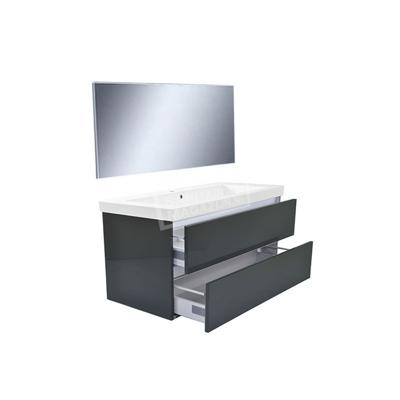 Badkamermeubel Wiesbaden Vision 100x46 Hoogglans Grijs (2 laden)