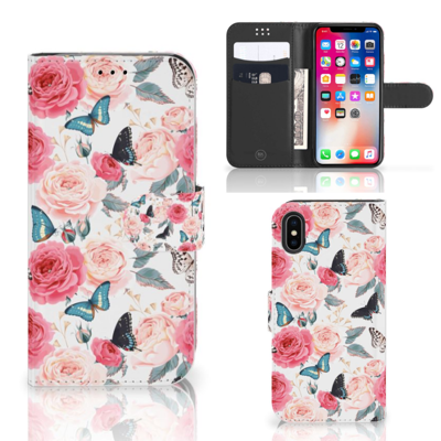 Apple iPhone X | Xs Hoesje Butterfly Roses Apple iPhone X | Xs Hoesje Butterfly Roses