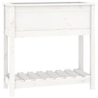 VidaXL Plantenbak met schap 82,5x34,5x81 cm massief grenenhout wit - thumbnail