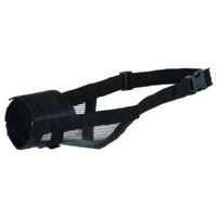 Trixie muilkorf polyester met gaas inzet zwart - thumbnail