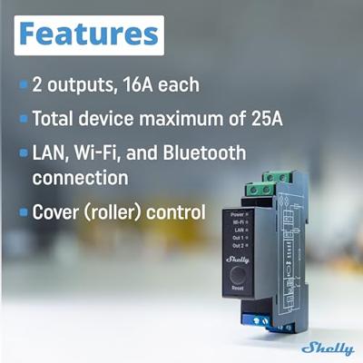 Shelly Shelly Pro 2PM DIN-railrelais Bluetooth, WiFi Shelly