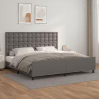 Bedframe met hoofdbord kunstleer grijs 200x200 cm - thumbnail