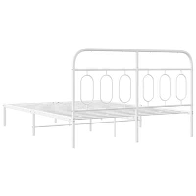 Bedframe met hoofdbord metaal wit 150x200 cm - thumbnail