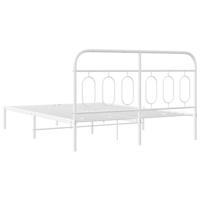 Bedframe met hoofdbord metaal wit 150x200 cm - thumbnail