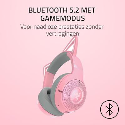 RAZER Kraken Kitty BT V2 Over Ear koptelefoon Bluetooth Stereo Kwarts, Pink Gamen