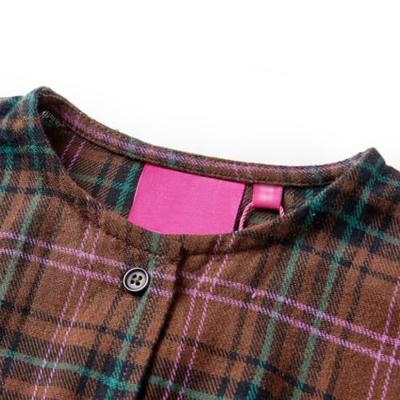 Kinderjurk met lange mouwen geruit patroon 104 cognackleurig