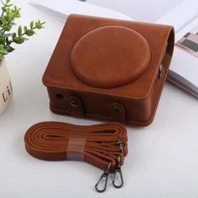 Retro stijl full body camera PU lederen case tas met riem voor FUJIFILM instax SQUARE SQ6 (bruin)