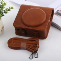 Retro stijl full body camera PU lederen case tas met riem voor FUJIFILM instax SQUARE SQ6 (bruin) - thumbnail