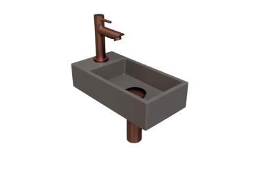 Fonteinset INK Versus 36x18x9 cm Quartz Beton Met Kraangat Links Mat Rose Goud