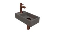 Fonteinset INK Versus 36x18x9 cm Quartz Beton Met Kraangat Links Mat Rose Goud - thumbnail